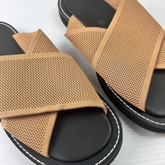 Everlane The ReKnit City Flatform Sandal Size 11 Tan Black - Picture 4 of 11